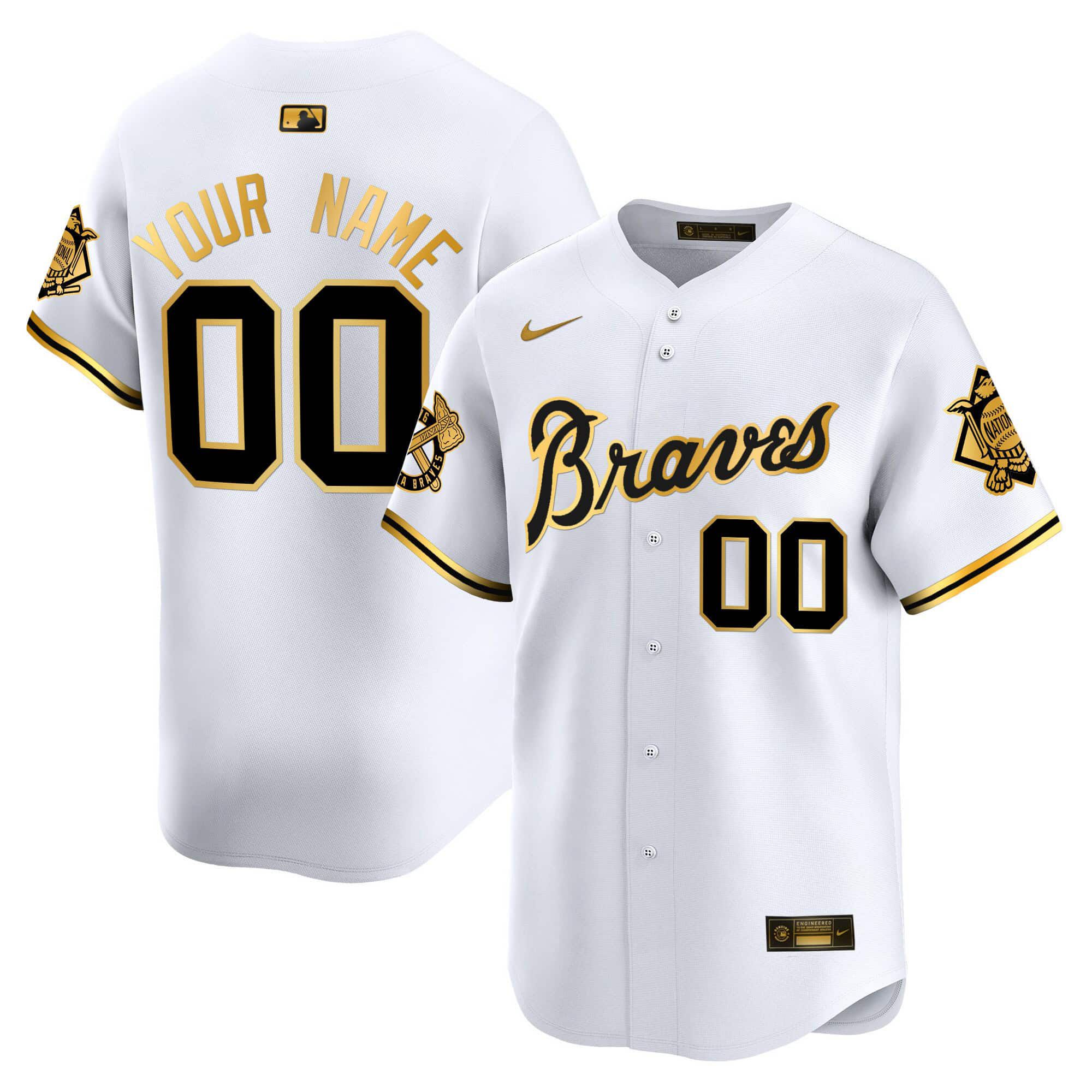 Men Atlanta Braves White 2024 Nike Peaches Vapor Premier Limited Custom MLB Jersey->customized mlb jersey->Custom Jersey